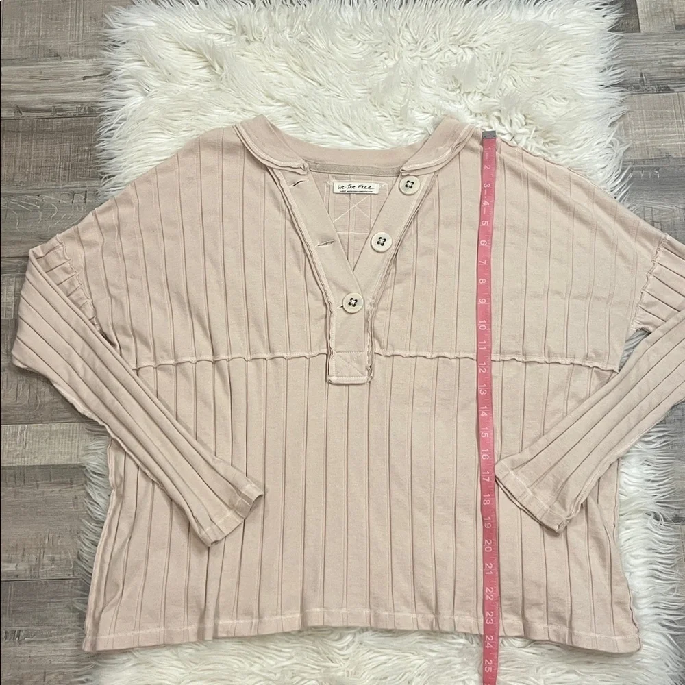 Free People We The Free ‘In The Mix’ slouchy ribbed cotton blend henley top L
